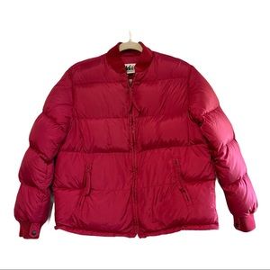 VINTAGE REI Goose Down Puffer Jacket Red Ribbed Collar Men's XS Gorpcore Retro